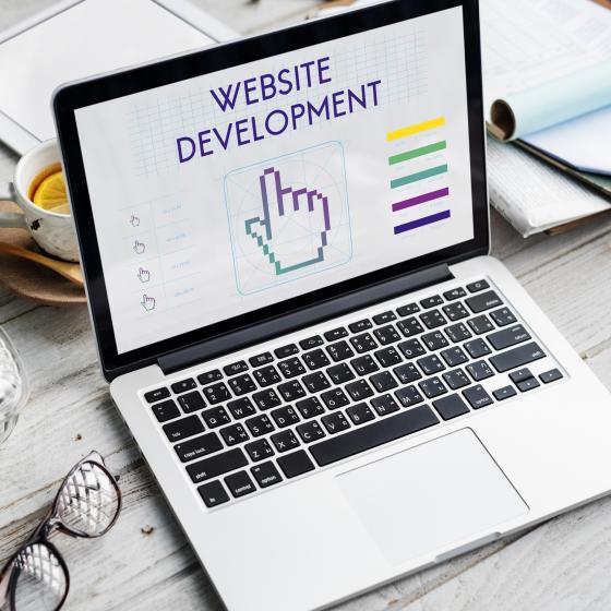 Laptop showing Website Development concept