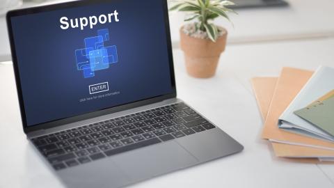 A laptop screen showing Support